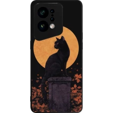 OPPO Find X5 Case Hülle - Silikon schwarz Halloween 2026 Cat Art Nouveau