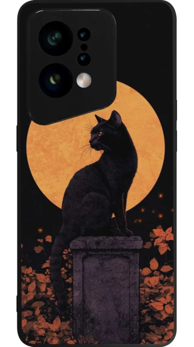 OPPO Find X5 Case Hülle - Silikon schwarz Halloween 2026 Cat Art Nouveau