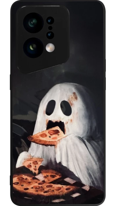 OPPO Find X5 Case Hülle - Silikon schwarz Halloween 2026 Ghost eating pizza
