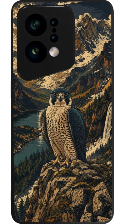 Coque OPPO Find X5 - Silicone rigide noir Linocut Faucun pèlerin