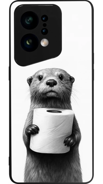OPPO Find X5 Case Hülle - Silikon schwarz Otter Toilettenpapier