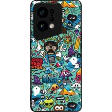 OPPO Find X5 Case Hülle - Silikon schwarz Mixed Cartoons Turquoise