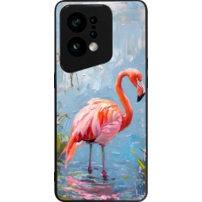 OPPO Find X5 Case Hülle - Silikon schwarz Paint Flamingo