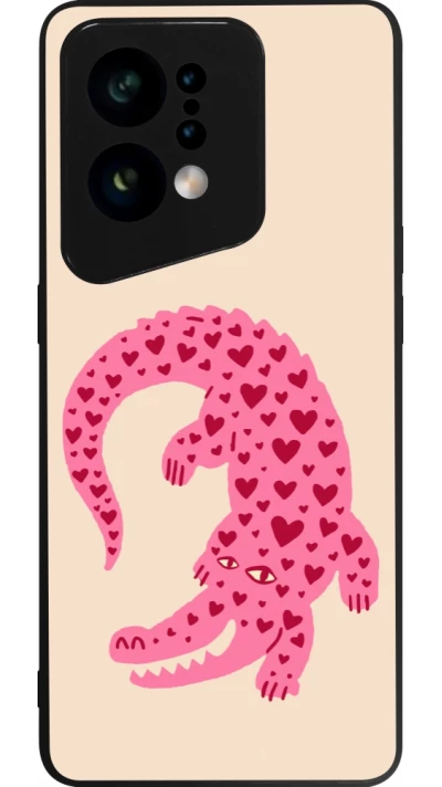 OPPO Find X5 Case Hülle - Silikon schwarz Pink crocodile 2026