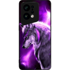 OPPO Find X5 Case Hülle - Silikon schwarz Purple Sky Wolf