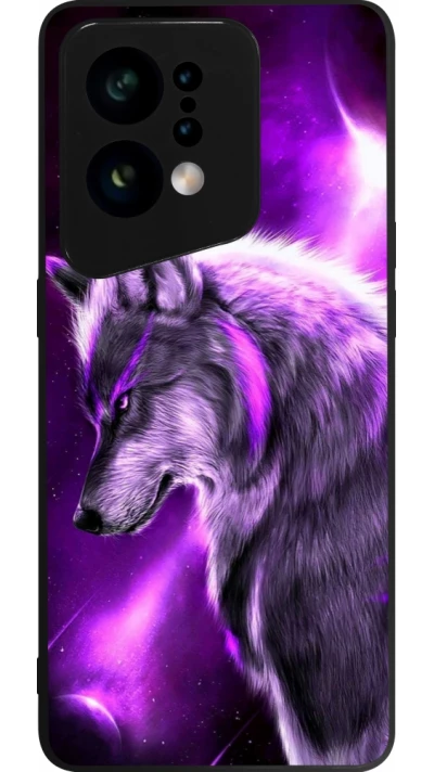 OPPO Find X5 Case Hülle - Silikon schwarz Purple Sky Wolf