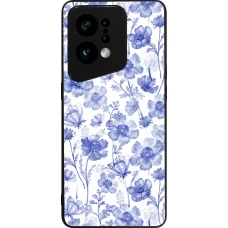 OPPO Find X5 Case Hülle - Silikon schwarz Spring 23 watercolor blue flowers