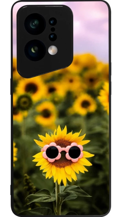 OPPO Find X5 Case Hülle - Silikon schwarz Sunflower with glasses Spring 2026