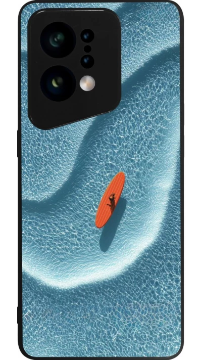 Coque OPPO Find X5 - Silicone rigide noir Orange surf Summer 2026