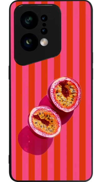 Coque OPPO Find X5 - Silicone rigide noir Passion fruit Summer 2026