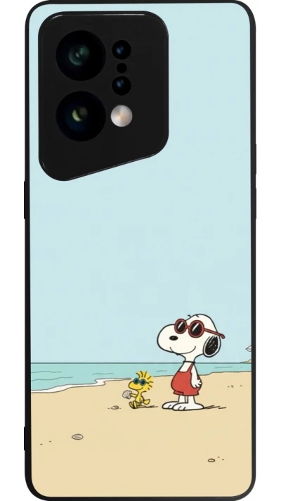 Coque OPPO Find X5 - Silicone rigide noir Snoopy on the beach Summer 2026