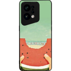 Coque OPPO Find X5 - Silicone rigide noir Views through a watermelon Summer 2026