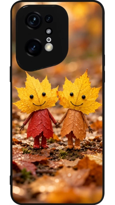 Coque OPPO Find X5 Pro - Silicone rigide noir Autumn 26 Couple of leaves