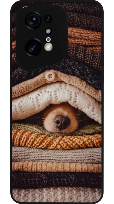 Coque OPPO Find X5 Pro - Silicone rigide noir Autumn 26 Dog under the covers