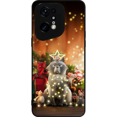 OPPO Find X5 Pro Case Hülle - Silikon schwarz Christmas 25 Xmas Cat