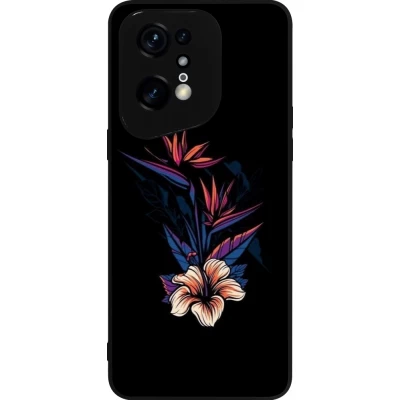 OPPO Find X5 Pro Case Hülle - Silikon schwarz Dark Flowers