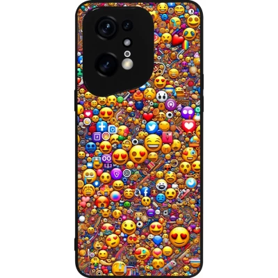 OPPO Find X5 Pro Case Hülle - Silikon schwarz Emoji gemischt