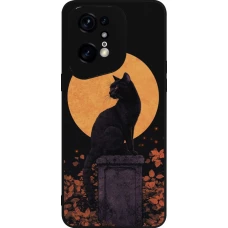 OPPO Find X5 Pro Case Hülle - Silikon schwarz Halloween 2026 Cat Art Nouveau