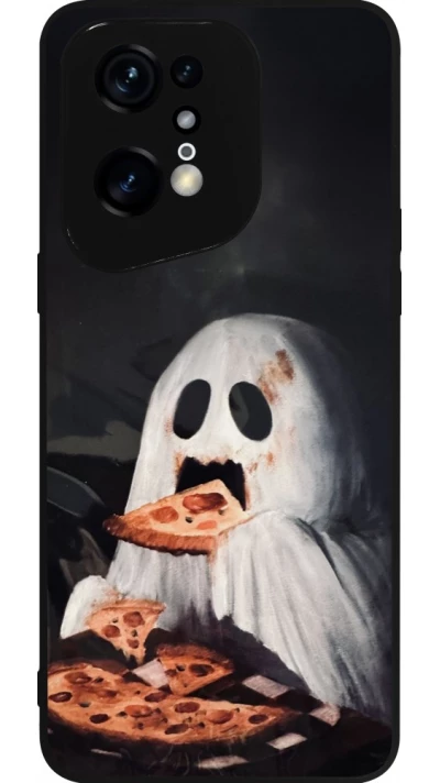 OPPO Find X5 Pro Case Hülle - Silikon schwarz Halloween 2026 Ghost eating pizza