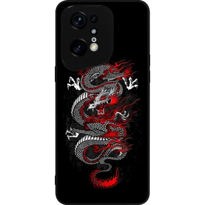 OPPO Find X5 Pro Case Hülle - Silikon schwarz Japanese style Dragon Tattoo Red Black