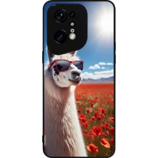 OPPO Find X5 Pro Case Hülle - Silikon schwarz Lama Chic in Mohnblume
