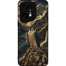 Coque OPPO Find X5 Pro - Silicone rigide noir Linocut Faucun pèlerin