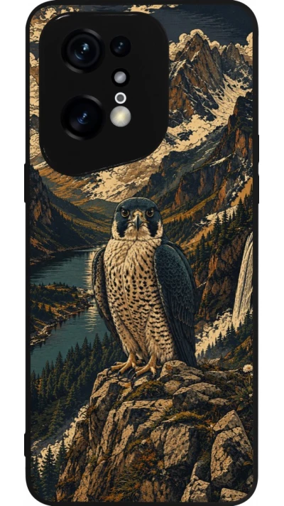 Coque OPPO Find X5 Pro - Silicone rigide noir Linocut Faucun pèlerin
