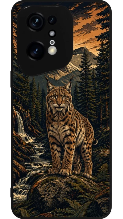 Coque OPPO Find X5 Pro - Silicone rigide noir Linocut Lynx
