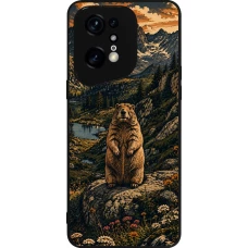 Coque OPPO Find X5 Pro - Silicone rigide noir Linocut Marmotte