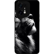 Coque OPPO Find X5 Pro - Silicone rigide noir Lion looking up