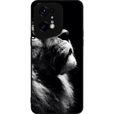 Coque OPPO Find X5 Pro - Silicone rigide noir Lion looking up