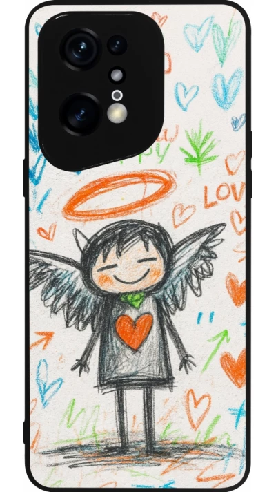 OPPO Find X5 Pro Case Hülle - Silikon schwarz Little Angel Sketch Love
