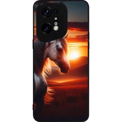OPPO Find X5 Pro Case Hülle - Silikon schwarz Majestätischer Sonnenuntergang Pferd