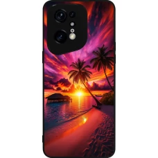 Coque OPPO Find X5 Pro - Silicone rigide noir Maldives Dusk Bliss