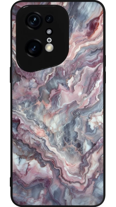 Coque OPPO Find X5 Pro - Silicone rigide noir Marbre violette argentée