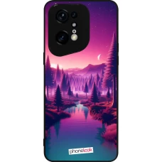 Coque OPPO Find X5 Pro - Silicone rigide noir Paysage Violet-Rose