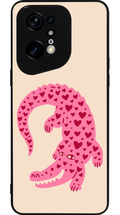 Coque OPPO Find X5 Pro - Silicone rigide noir Pink crocodile 2026