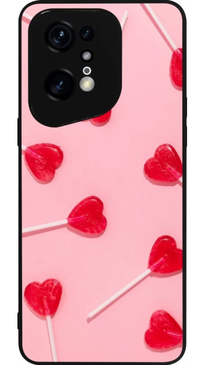 Coque OPPO Find X5 Pro - Silicone rigide noir Saint Valentines Day 26 Lollipop