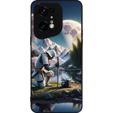 Coque OPPO Find X5 Pro - Silicone rigide noir Samurai Katana Lune
