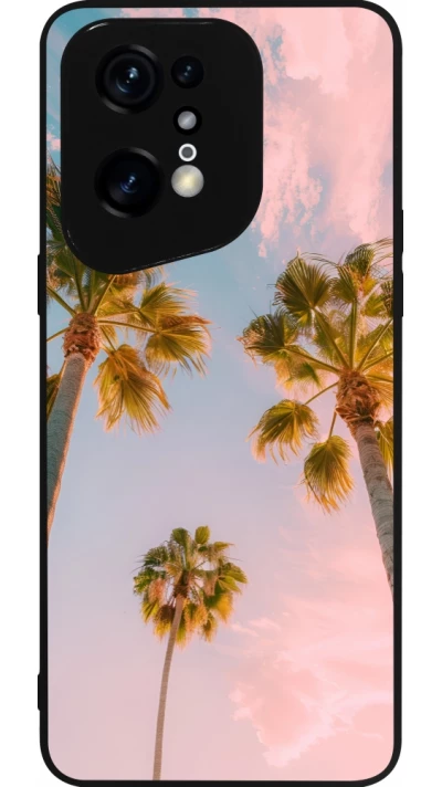 Coque OPPO Find X5 Pro - Silicone rigide noir Summer 2025 Palmiers