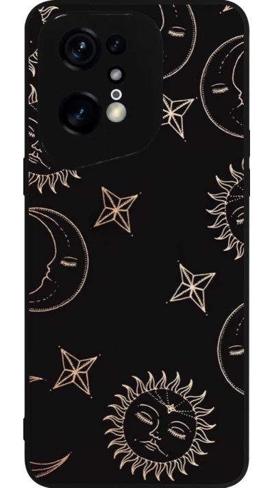 Coque OPPO Find X5 Pro - Silicone rigide noir Suns and Moons