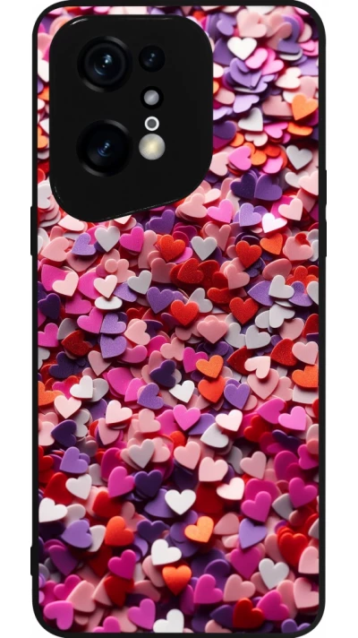 Coque OPPO Find X5 Pro - Silicone rigide noir Valentine 2025 Confetti