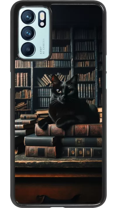 OPPO Reno6 5G Case Hülle - Katze Bücher dunkel