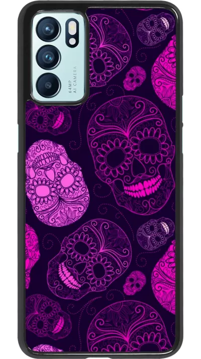 OPPO Reno6 5G Case Hülle - Halloween 2023 pink skulls