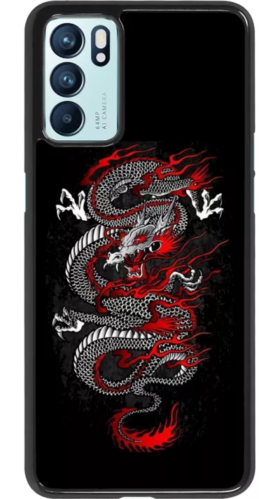 OPPO Reno6 5G Case Hülle - Japanese style Dragon Tattoo Red Black