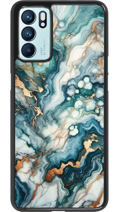 OPPO Reno6 5G Case Hülle - Grüner Blauer Goldener Marmor