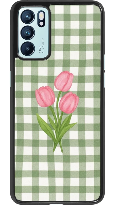 OPPO Reno6 5G Case Hülle - Green vichy tulips Spring 2026