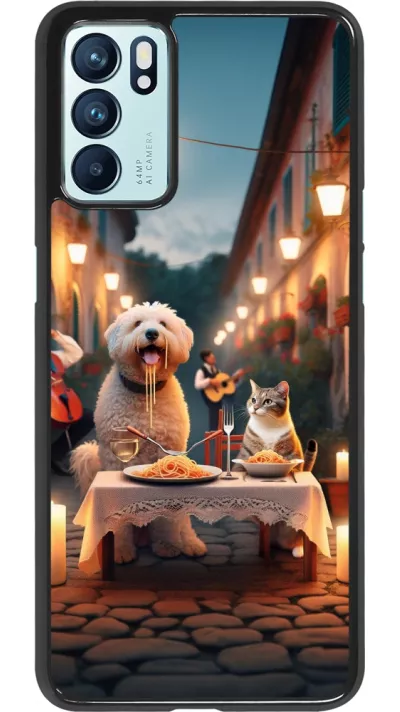 Coque OPPO Reno6 5G - Valentine 2024 Dog & Cat Candlelight