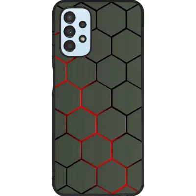 Coque Samsung Galaxy A13 5G - Silicone rigide noir Geometric Line red