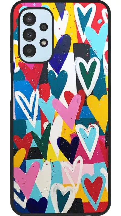 Coque Samsung Galaxy A13 5G - Silicone rigide noir Joyful Hearts